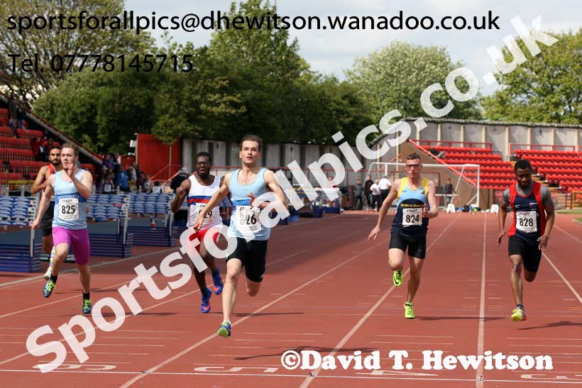 Mens senior 100 metres, North Eastern Champs, Gateshead Stadium. Photo: David T. Hewitson/Sports for All Pics